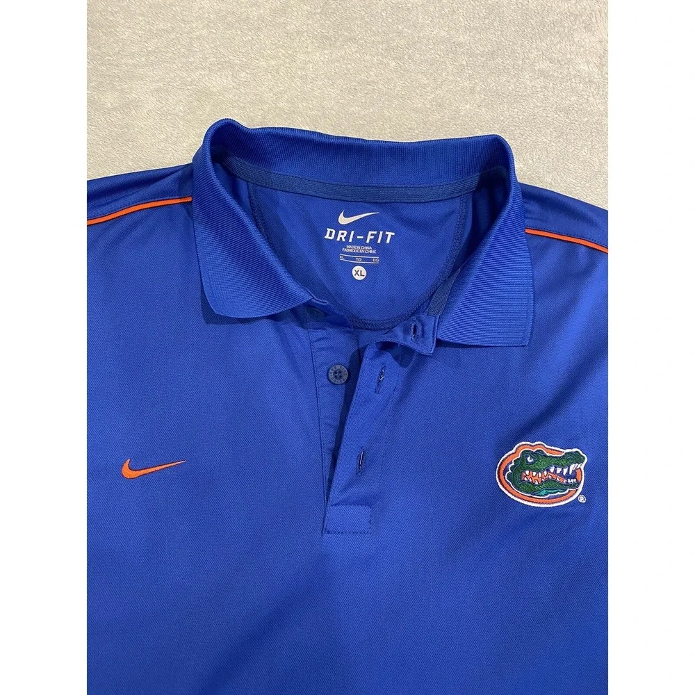 Mens Nike Dri Fit Florida‎ Gators Short Sleeve Golf Polo Shirt Blue XL